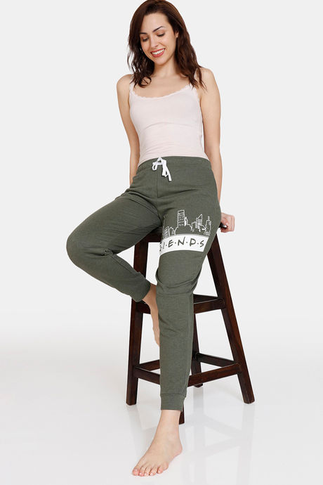 Zivame Friends Knit Poly Loungewear Bottom - Rifle Green — image 5